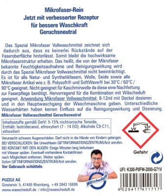 Mikrofaser Rein Universal+ Vollwaschmittel mit Tensid+ 3 x 3 Liter